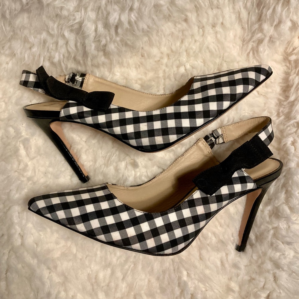 FS/NY leather slingback gingham heels, size 9